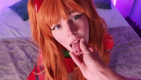 Asuka Langley sucks a fat cock