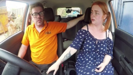 Redhead BBW Harley Morgan fucks in the car